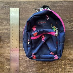 Micro Jansport Pouch (6/7” long). Navy w/ neon pink seahorses